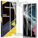 EGV [3 Pack Screen Protector for Samsung Galaxy S22 Ultra 5G, 3D Curved Full Coverage Soft TPU Film [Support Fingerprint Reader] Scratch-proof [Alignment Tool] S22 Ultra Screen Protector Transparent