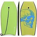 Goplus Boogie Boards for Beach, 37-41'' Super Lightweight Body Board with EPS Core, XPE Deck, HDPE Slick Bottom, Wrist Leash for Sea, Pool, Bodyboard Surfing for Kids Teens Adults (41 inch, Green)