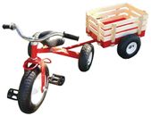 Children's Tricycle with Wagon, Red with White Accents