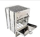 BBQ Grill Outdoor Barbecue Grill Outdoor Grill Rack Stove Pan, Camping Roasters Charcoal BBQ Oven Picnic Cookware, Bottom with an Ashtray That Collects Wood Ash After Cooking, Environmentally Friendly