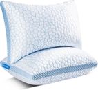 Paquete de 2 almohadas de espuma viscoelástica de enfriamiento para cama de gel tamaño estándar para dormir con respaldo lateral