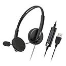 BigPassport USB Wired Over Ear Headphones with Mic with Noise-Cancelling for Pc, Laptop, Computer, Model- Pro-Tech 134 (Black)