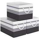 StorageTastic Storage Bin,Collapsible Storage Basket For Organizing,Large Storage Boxes With Rope Handles,Storage Containers,Clothes Organizer,Gradient Grey,Pack of 3