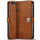 TheGiftKart Genuine Leather Finish iPhone 8 Flip Back Cover Case | Inbuilt Pockets & Stand | Wallet Style | Designer Button Magnet Flip Cover Back Case for iPhone 8 (Brown)