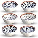 YELONA Japanese Ramen Porcelain Bowl 300Ml For Serving Snack Gift Set For Kitchen, Home, Corporate Festive Gifting (Set Of 6), Multicolor