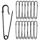 Urmspst Safety Pins (Upgraded), 3" Large Safety Pins Pack of 30 for Clothes Leather Canvas Blankets Crafts Skirts Kilts, Extra Large Safety Pin Heavy Duty Safety Pins (Black)