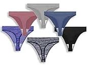 GRANKEE Thongs for Women Seamless-High Waisted Thong Underwear Comfortable Quality No Show Panties Multipack(Black/Grey/Crown Blue/Vintage Rose/Space Dye Purple/Space Dye Black 6 Pack XL)