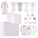The Peanutshell Newborn Clothes & Essentials Gift Set for Baby Girls - 23 Pieces - Fits Newborns to 3 Months, Pink, 0-3 Months