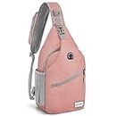 ZOMAKE Sling Bag,Small Crossbody Sling Backpack,Water Resistant Shoulder Bag Anti Thief Daypack(Pink New)
