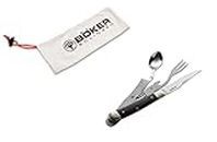 Böker Magnum Bon Appetite Camping Cutlery with Knife, Fork and Spoon - Easy to Open - Includes Microfibre Storage Bag