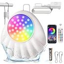 LOFTEK Pool Lights with APP Control, 10W RGB Underwater Submersible LED Lights with IP68 Waterproof, 16 Million Colors, Music Sync, 12V Smart Pool Lights for Inground Above Ground Pool, Hot tub