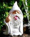 Divertente statua di gnomi da giardino, mago 3D che sporge lingua ornamenti da giardino all'aperto 15 cm resina dito medio gnomo