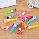 Rozi Decoration® New Colorful Polka Dot Blowouts Paper Blow Outs Noise Makers Whistle Horn Cheering Props Birthday & Kids Party Supplies (Pack of 10, Multi)