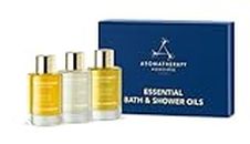 Aromatherapy Associates Essential Bath & Shower Oil Gift Collection (3 Count of 9ml) containing Deep Relax, De-Stress Mind and Revive Morning Bath and Shower Oils.