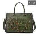 Women Leather Floral Embossed Shoulder Bag Top Handle Handbag Large Laptop Bag