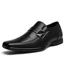 Bruno Marc Men's Leather Lined Dress Loafers Shoes, GIORGIOWIDE-3, Black, Size 9W