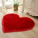 GLIVE (LABEL) Faux Fur Runner Rug, Fluffy Sheepskin Rug Bedside Carpet, Furry Chair Cover Seat Pad Anti Skid Rug, Plush Fluffy Carpet Area Mats (Red)