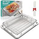 Air Fryer Basket for Oven, OPENICE 15.6" x 11.6" Large Air Fryer Basket and Pan with 30PCS Parchment Papers, Stainless Steel Oven Air Fryer Basket and Tray for Baking Grilling