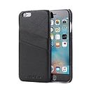 iPhone 6 and 6S Case, Snugg Black Leather Ultra-Slim Case Cover [Dual Card Slots] Apple iPhone 6 and 6S Protective Back Cover