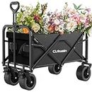 Collapsible Foldable Wagon Cart with Big All-Terrain Beach Wheels,Heavy Duty 330Lbs Folding Utility Grocery Wagon, Large Capacity Beach Cart for Outdoor Sports Shopping Camping Beach Garden (Black)