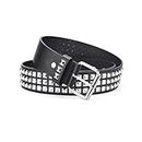 Venzina® Punk Waist Belt for Women Jeans Studded Metal Rock Belt for Girls PU Leather Goth Braided Chains Belts for Women Jeans Punk Rock Accessories - Length 110cm, Black