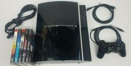 Sony Playstation 3 40GB Console CECHH01 TESTED - Wireless Controller + 5 Games