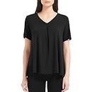 GYS Women's Soft Bamboo Lounge Top Short Sleeve T-Shirt, C- Black, Medium