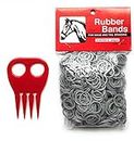 Partrade Horse Mane Braiding and Banding Bundle - ManeTail Rubber Bands, Braid Aid Braiding Comb (Gray)