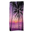 FJAUOQ Sunset Dreamy,Bath Towels/Hand Towels/Washcloths,Palm Trees at Sunset Dreamy,Bathroom Towels|Soft & Absorbent Towels for Bathroom,Purple Pink,12x27.5in
