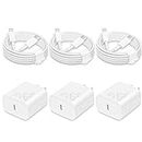 i Phone Charger Fast Charging- 20W USB C Wall Charger Block with 6Ft Charger Cord [MFi Certified] Compatible with i Phone 14/13/12/11/X Series, i Pad & More [3Pack]