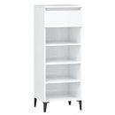 'vidaXL High-Gloss White Shoe Rack, Engineered Wood, Contemporary Shoe Storage with Drawer and 3 Shelves, 40x36x105cm