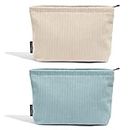 Small Makeup Bag MAANGE 2 Pcs Cosmetic Bags for Women Portable Make up Bag Corduroy Makeup Pouch Versatile Small Cosmetic Bag for Purse Travel Makeup Organizer Bag (Green+Beige)