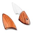 Machado Leaf Shape Handmade Mini Stainless Steel Pocket Knife With Sheath - Portable Wooden Outdoor Short Fish Cutter, Keychain Wood Grain Pocket Knives for Camping Kitchen & Gifting - (6.10 Inch)