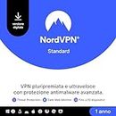 NordVPN Standard - 1 anno - Software VPN e cybersecurity per 10 dispositivi - Blocca malware, link e annunci pericolosi, proteggi le informazioni personali - PC/Mac/mobile [codice online]