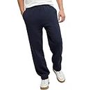 Hanes Men's Sweatpants, EcoSmart Fleece Sweatpants, Cotton-Blend Fleece Sweats, Mid-Weight Straight-Leg Sweatpants for Men, Navy, Large