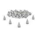 Trimming Shop Metal Cone Shape Screwback Studs Leather Rivets for Clothing Decor, DIY Leathercrafts, Punk and Goth Accessory (10mm x 15mm, Silver, 50pcs)