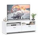 COSTWAY Fernsehschrank für TVs bis zu 45", TV Lowboard mit 2 offenen Regalen und 2 Fächern, TV Schrank modern 95 x 34,5 x 34,5 cm (Weiß)