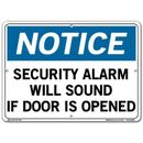 Vestil Security Alarm Will Sound If Door is Opened Notice Sign in Black/Blue/White | 10.5 H x 14.5 W x 0.04 D in | Wayfair SI-N-51-C-PS-040