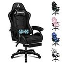 ALFORDSON Gaming Chair with Massage and 150° Recline, Ergonomic Executive Office Chair PU Leather with Footrest, Height Adjustable Racing Chair with SGS Listed Gas-Lift, Max 180kg (Black)
