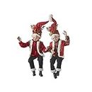 RAZ Imports 2021 Santa-Foots Stables 16-inch Posable Elf with Reindeer Antlers Figurines, Assortment of 2
