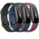 3 Pack Silicone Bands Compatible with Fitbit Inspire 2 Bands for Women Men, Adjustable Replacement Sport Wristbands Straps for Fitbit Inspire 2 / Ace 3 (Black/Navy Blue/Wine Red)