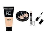 Lecherous Beauty Fit Me Matte+Poreless Liquid Tube Foundation Natural & Fit Me Compact Powder That Protects Skin From Sun, Absorbs Oil,& Contour Stick Highlighter & Eyes Kajal