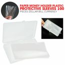 Paper money holder plastic protective sleeves 100 pieces dollar bill currency