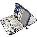 Teskyer Cable Organizer Bag, Portable Travel Cord Organizer case, All in One Waterproof Electronics Accessories Storage Bag for Cables, Chargers, Earphones, Hard Drives, 9.6 x 6.9 inch (Navy Blue)