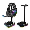 TEEDOR Headphone Stand, RGB Gaming Headset Holder with 2 USB Charger Ports & 10 Lighting Modes for Desktop PC Game Earphone Accessories