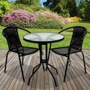Set bistrot sedia tavolo vimini nero patio giardino mobili da esterno cena casa