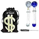 Newzenx Glass Oil Burner Bubbler Bong Color Glass Pipe 4 Inch (2 Pieces Combo Pack) Incl. Pipe Cleaner & Velvet Pouch