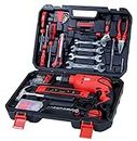 DURELO HTK-144 Corded-Electric Drill Tool Kit (Red, Set of 144 Tools) for Home and Professional Use, 1-13 mm Chuck Capacity