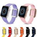 For Apple Watch 9 8 7 6 5 4 SE Modern Buckle Leather Band Strap 40/44/41/45mm