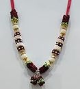 RJ SALES & PROMOTIONS Closely Knitted 12 inches Satin with Beads -HAAR ,Mala - Garland Maala for Idols , Photo Frames , Fancy Dress , Marriages etc. (Maroon Satin with Beads)